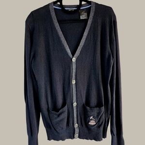 Agave - Vintage - Blk / Grey Cardigan - Cotton / Wool Medium
